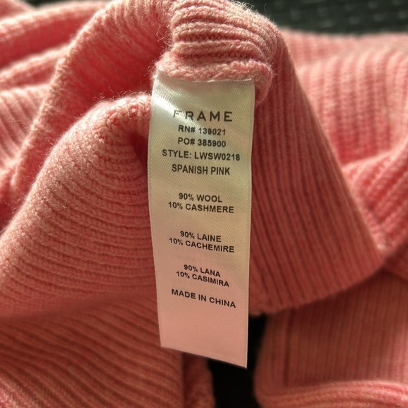 Frame Cashmere Wool Spanish Pink Turtleneck Sweater Jumper Sz XS NEW - Picture 10 of 13